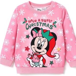 BRAND NEW Disney Pink Minnie Mouse Christmas Kids Sweatshirt Size 4-5y